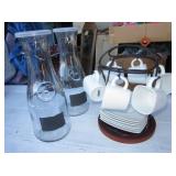 2 - 1 Liter Carafes & Espresso Cups & Saucers Set