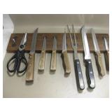 Wall Mount Knife Hanger w/ Magnets - With Knives