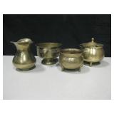 Brassware - Pitcher & 3 Bowls / Small Planters