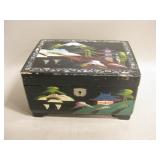 Lacquer w/ Shell Hand Painted Jewelry Box - Japan