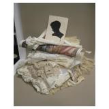 Lot Of Vintage Linens & Renoir Print On Fabric