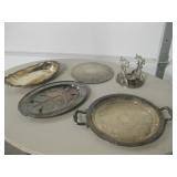 Vtg Silver Plated Trays, Platters & More