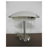 17" Tall Chrome Metal & Glass Desk Lamp - Works