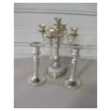 Lot Of 3 Metal Candlestick Holders - 12.5" Tallest