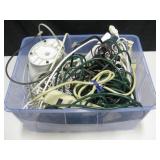Tub w/ Extension Cords, Power Strips & More