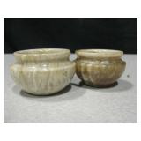2 Hand Crafted Carved Agate Salts