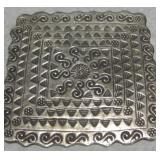 Silver-Toned Decorated Pendant - 2.25" x 2.25"