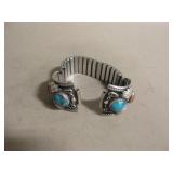 NA Sterling, Turquoise & Coral Watch Band Tips