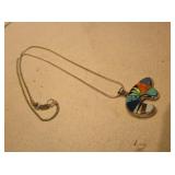 Sterling Multi-Stone Pendant w/ Silver Plate Chain
