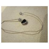Sterling Silver & Black Onyx Heart Necklace