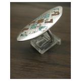 Vintage Sterling & Crushed Turq.  Navajo Ring