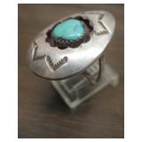 Vintage Sterling & Turquoise  Navajo Ring