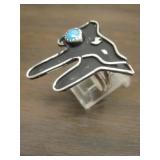 Vintage Sterling & Blue Gem Turquoise Navajo  Ring