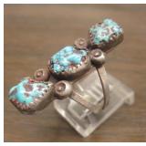 Vintage Sterling & Spider web Turq. Native  Ring