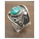 Vintage Sterling  & Utah Turquoise Native Ring
