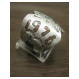 Vintage Sterling & Crushed  Turquoise Navajo  Ring