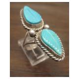 Vintage Sterling & Carved Turquoise  Navajo Ring