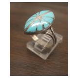 Vintage Sterling & Turquoise Inlay Native Ring