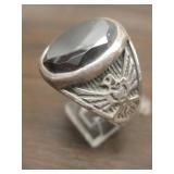 Vintage Sterling &  Cut Onyx Native American Ring