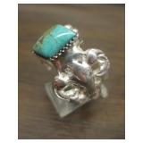Vintage Sterling  & Utah Turquoise Native Ring