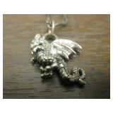 Vintage Sterling Silver Dragon Fantasy Necklace