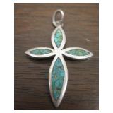 Vintage Sterling & Crushed turquoise Pendant