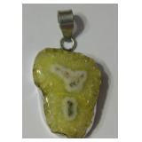 2" Agate Geode Slice 925 SS Plated Pendant