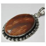 2.2" Red Jasper 925 SS Plated Pendant