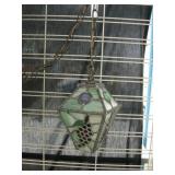 Vtg Slag Glass Hanging Swag Lamp - 11" Tall