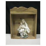 Ceramic Santo In Wood Display - 15" Overall