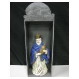 Ceramic Santo In Wood Display - 21.75" Overall