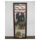 4 USMC Wood Framed Graphic Ceramic Tile Display