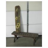 Hand Painted Wood Plank & Wood Bench