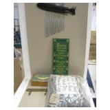 Fishing Theme Lot - Brass Hanger, Pillow, Decor