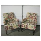 2 Upholstered Floral Pattern Chairs