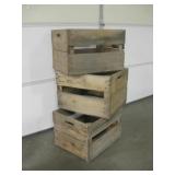 3 Vintage Wood Crates - 23" x 19" x 15"