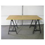 Ikea Sawhorse Base Style Wood Table - 59" Wide