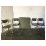 Vintage Folding Green Card Table And Chairs