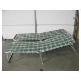 2 Folding Camping Cots - Aluminum & Fabric