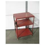 Vintage 3-Tier Red Metal Cart - 29" Tall