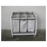 Rolling Triple Bin Hamper - 32" x 18" x 33"