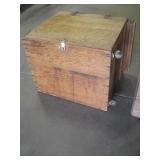 Lidded Plywood Trunk w/ Dividers & 2 Casters