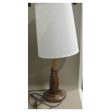 28.5" Carved Wood Table Lamp w/ Shade - Works