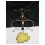 Vtg Wall Hanging Coat Hook & Divided Glass Tray