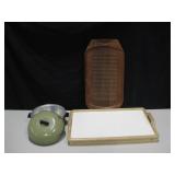 Wood Platter, Serving Tray & Vtg Bun Warmer