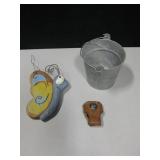 Small Galv. Bucket w/ Wood Butterfly & More