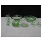 Lot Of Green Depression Glass