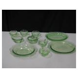 Lot Of Green Depression Glass