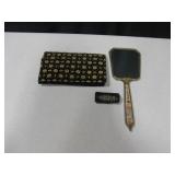 Vtg Vanity Mirror, Clutch & Lipstick Case