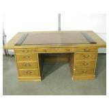 Vintage Large Solid Wood Desk w/ Desk Pad